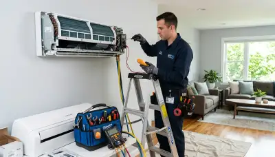 Technician providing professional AC repair service in Phoenix, AZ home