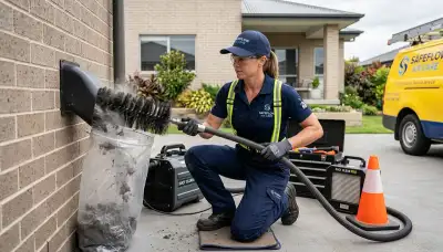Technician cleaning dryer vent for home safety in Phoenix, AZ by Five Star Cooling
